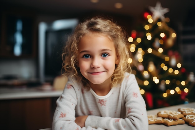 Photo of young girl with Christmas cookies High quality photo