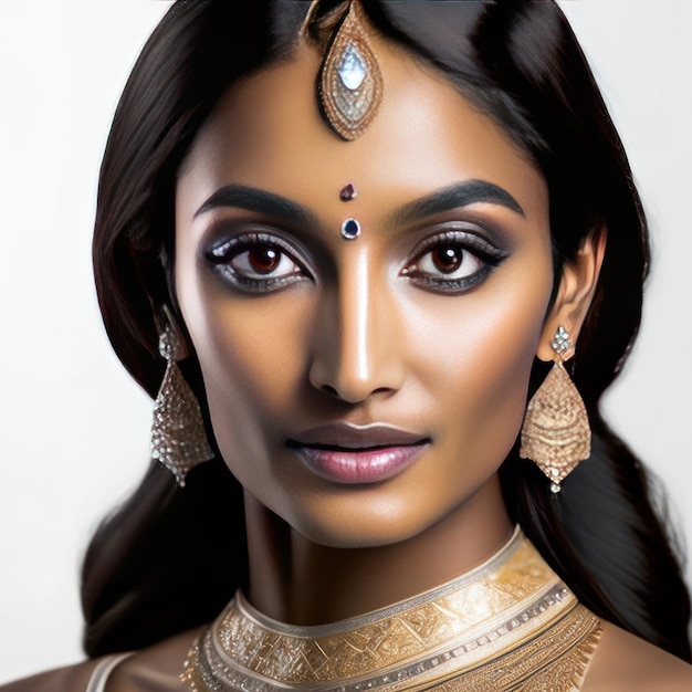 Photo of young Indian woman with perfect skin Generative AI