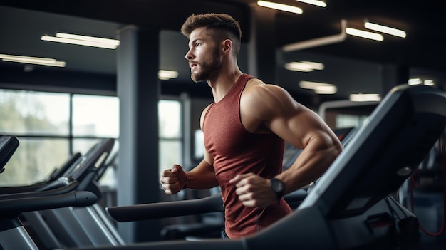 Photo of young man training in the gym