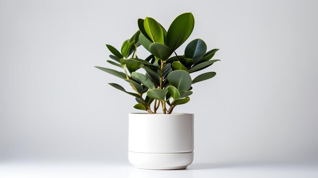 Photo of Zamioculcas zamiifolia in minimalist pot as houseplant for home decoration isolated on whit