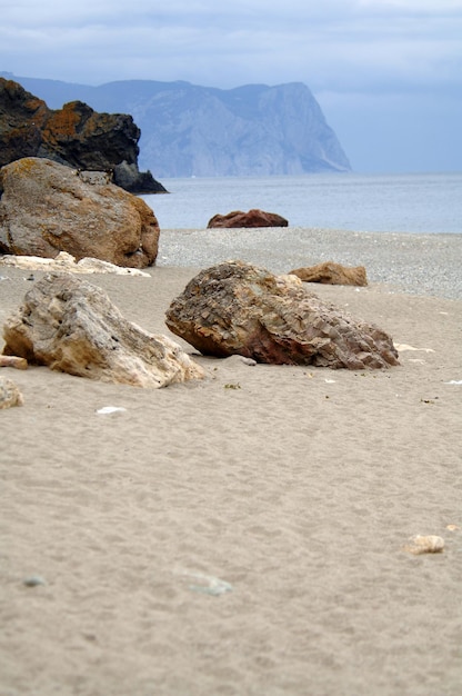 Photograph of a beautiful seascape on background sky