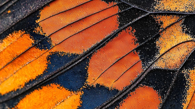 Photo a photograph captures the exquisite detail of a monarch butterfly wing scale showing microscopic rid