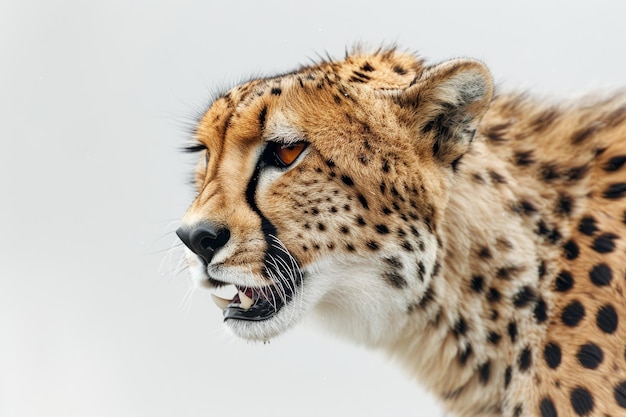 Photograph of a cheetah against a white background Tenikwa wildlife studio