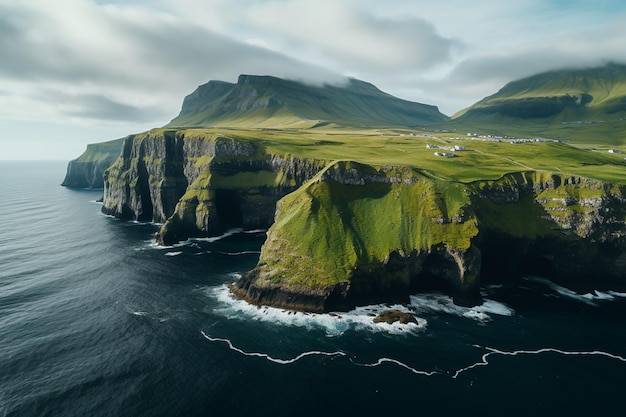 A photograph of a cliff and the sea