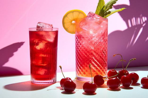 Photograph cocktails with vibrant garnishes against a bright backdrop