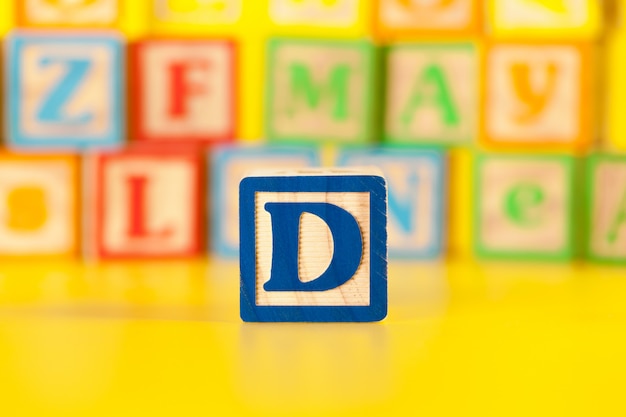 Photograph of colorful Wooden Block Letter D