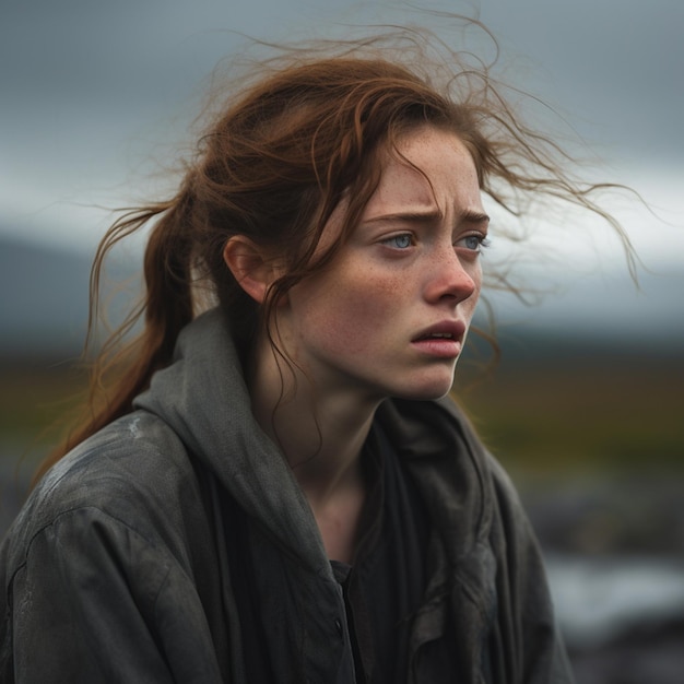 Photograph of a crying Irish teenager Exteme close up