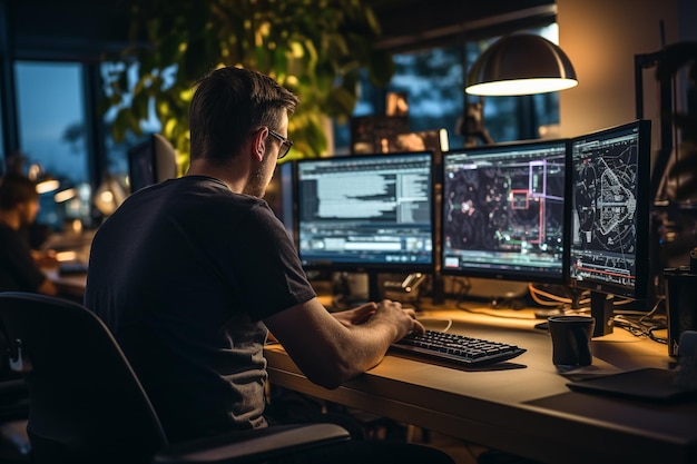 A photograph of a developer writing code on a computer