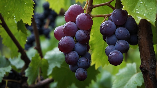 photograph of grapes fruit after raining