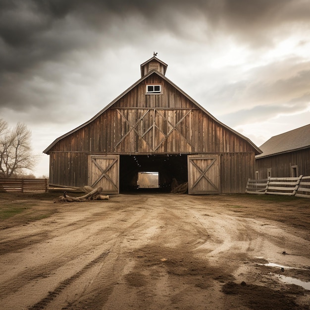 Photo photograph of a horse barn