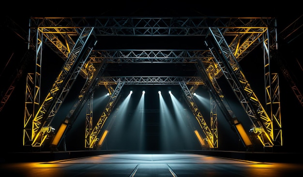 photograph of an iron structure with lights