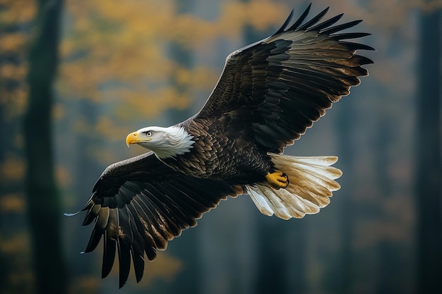 photograph of a majestic eagle flight