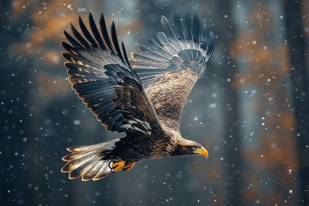 photograph of a majestic eagle flight