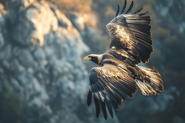 photograph of a majestic eagle flight