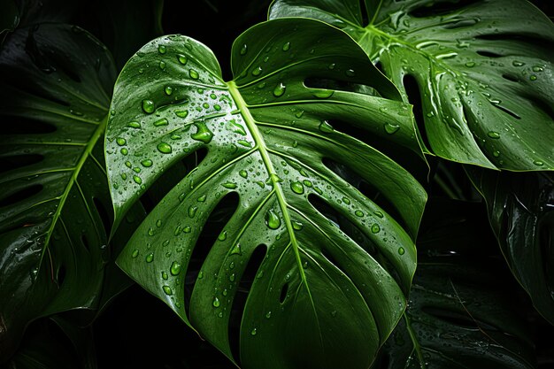 Photograph Of Monstera Leaf Natural Light Generative AI