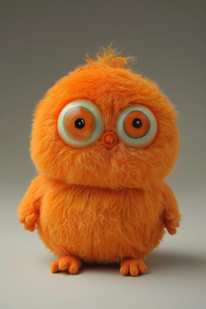 Photograph orange stuffed toy with very big eyes high quality high resolution