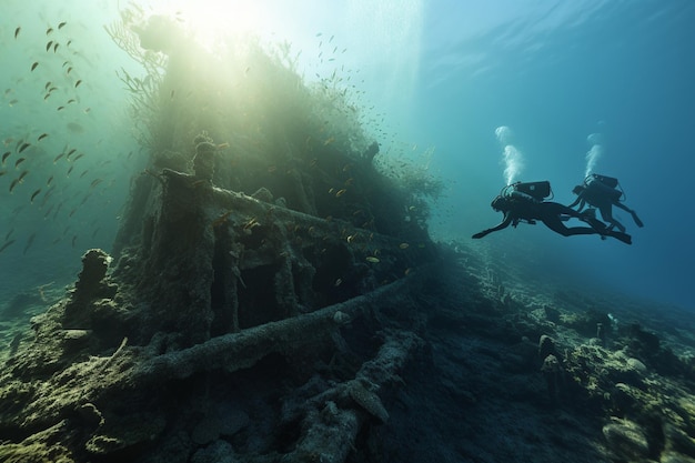 Photograph of people diving on historic shipwrecks