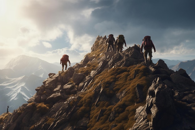 Photograph of people on mountain climbing adventures