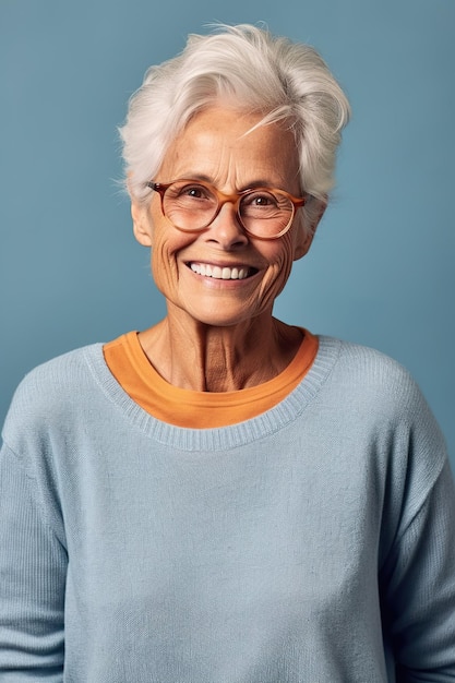 A photograph of a person standing in front of a solid white color background