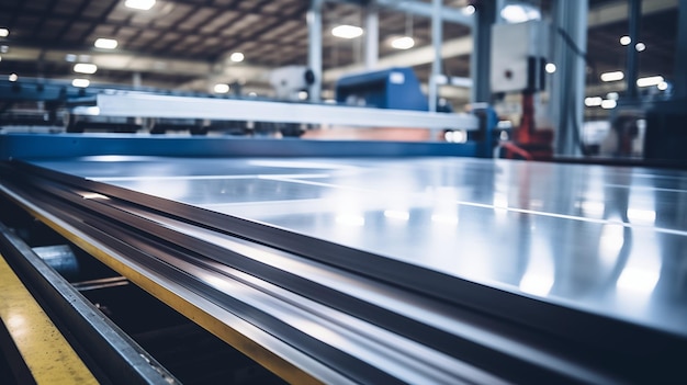 Photograph of sheet metal alluminum rolls in an industrial environment