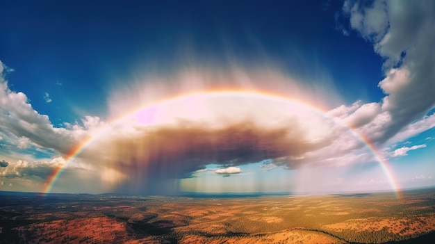 A photograph of a sky with sun clouds birds and trees