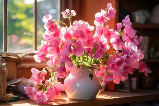 Photograph Of Sweet Pea Natural Light Generative AI