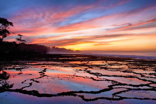 Photograph of twilight on the coast of Indonesia