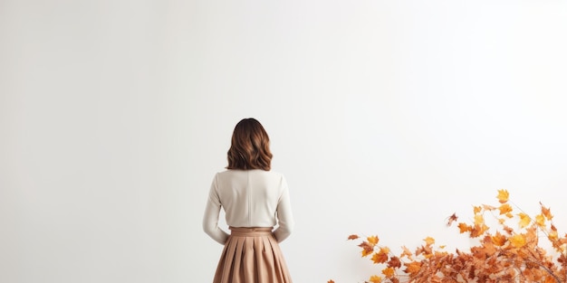 A photograph of a woman in autumn dress Created with generative AI technology