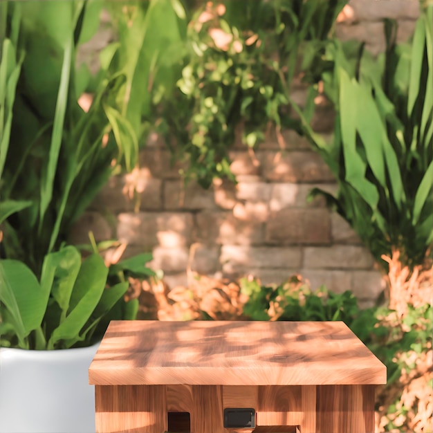 Photograph of wooden product display podium