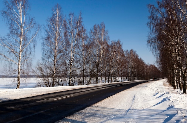 Photographed road in the winter.