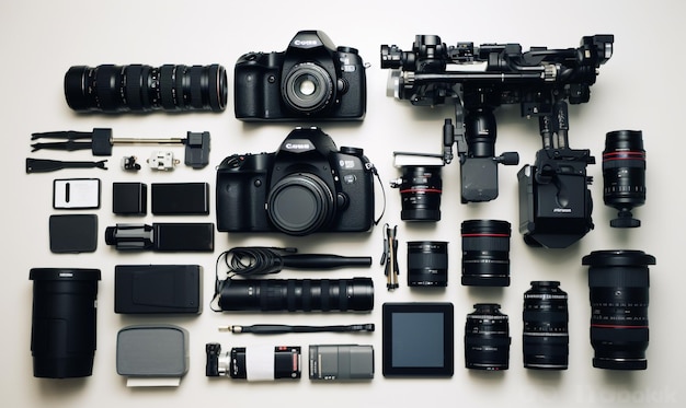 A photographer all kinds of essential accessories