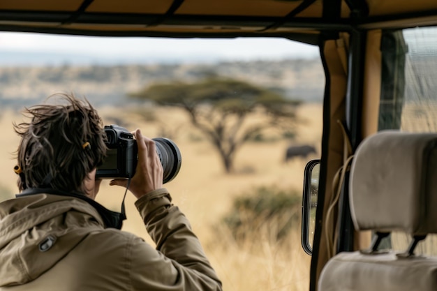 Photo photographer capturing the african savanna