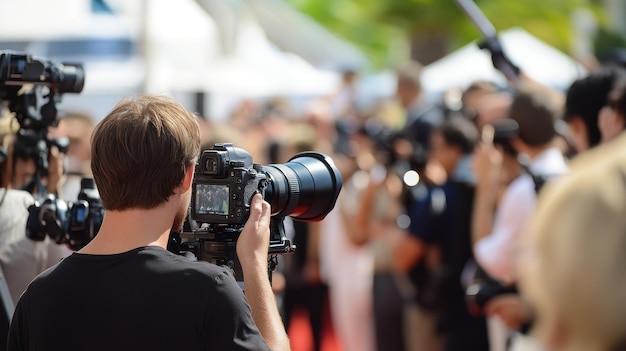 Photo photographer capturing a moment at a red carpet event