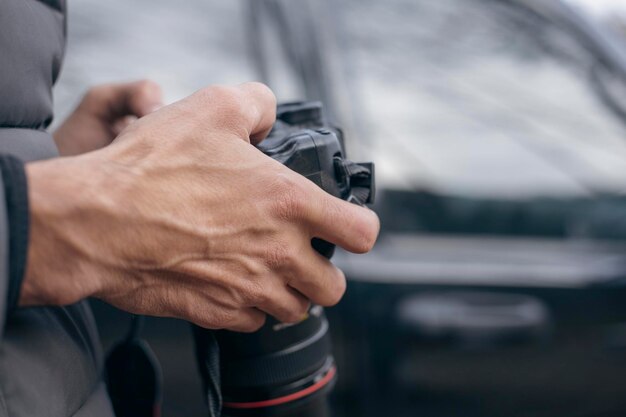 Photographer holding a camera