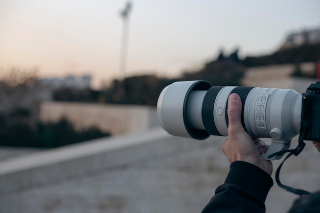 Photographer holding a camera