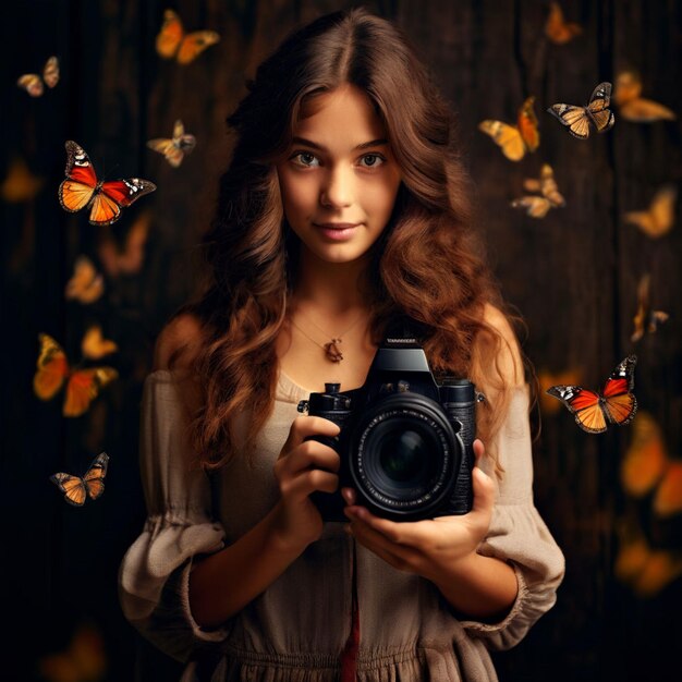 Photographer holding his camera with blur background photography concept image The World Photography Day image