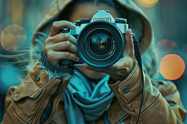 a photographer human with a camera