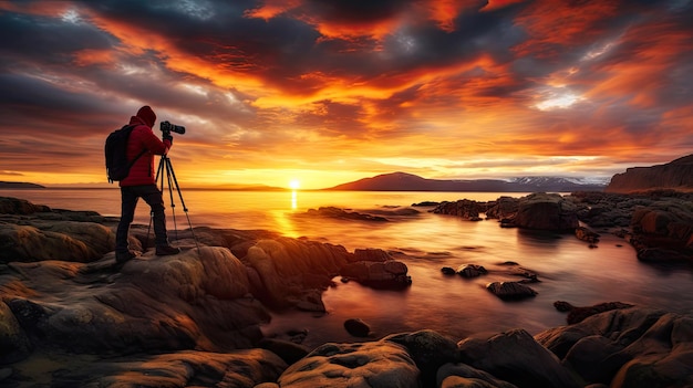 A photographer taking a picture on the beach