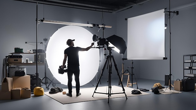 Photographic assets camera lens studio set up good quality lighting background