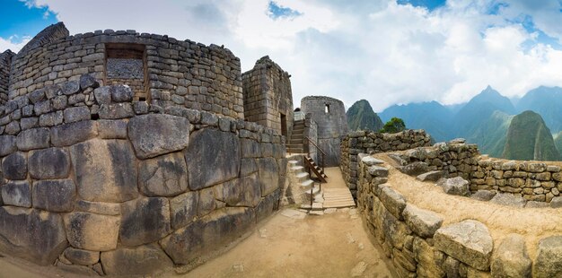 Photographs of the citadel of Machu Picchu in the Andes of Peru