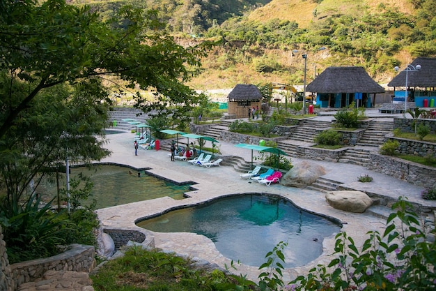 Photographs of the thermal baths of Cocalmayo in the City of Quillabamba district of Santa Teresa, C