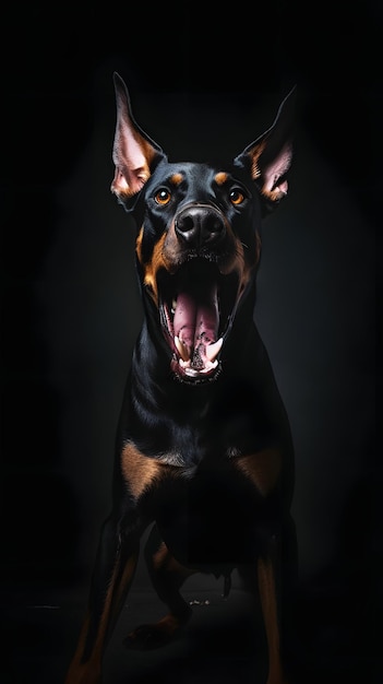 photography of an angry Doberman dog