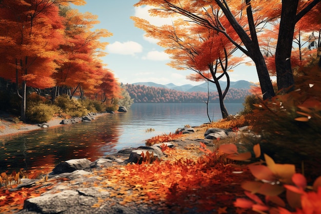 Photography of autumn landscapes with colorful leaves