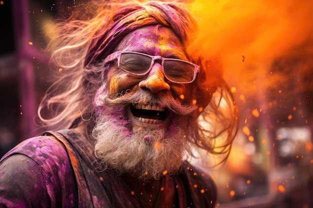 photography awards winners realistic of Happy holi on street people colorful ai generated