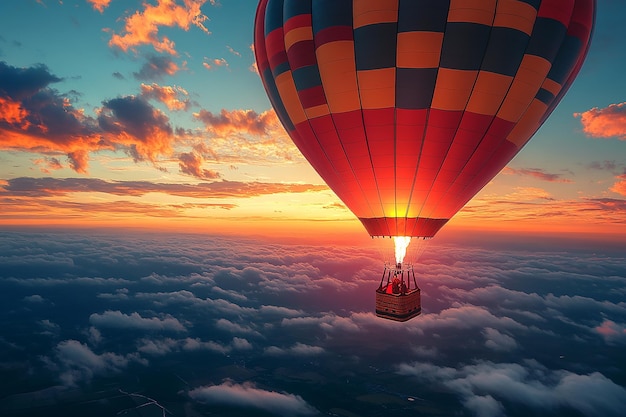 photography of Beautiful Hot air balloons hovering in the sky on sunrise