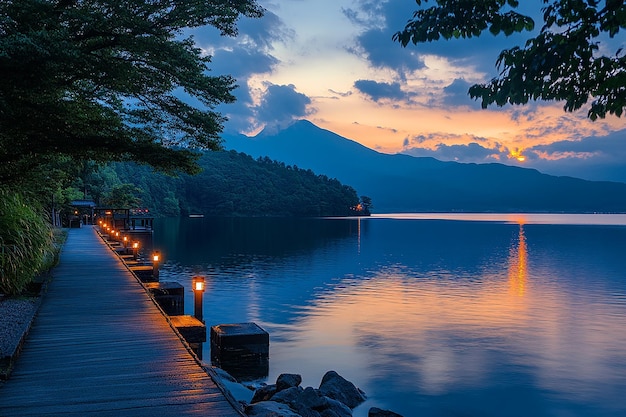 Photo photography of beautiful lake with mountain