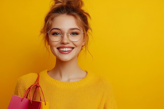 photography of Beautiful young happy woman with shopping bags