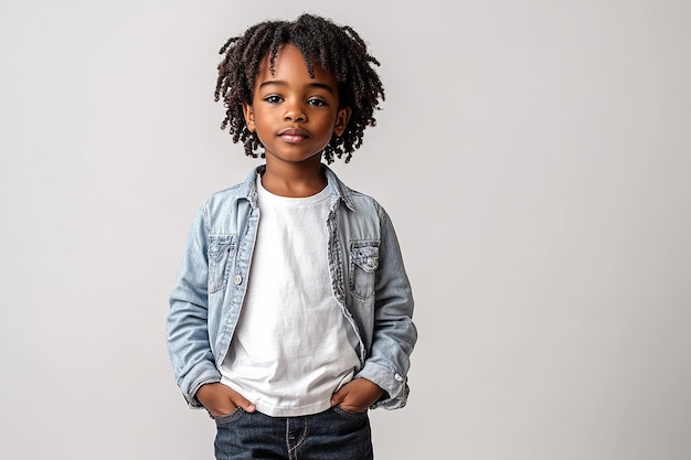 Photo photography of black american kids boy happy lifestyle on light background