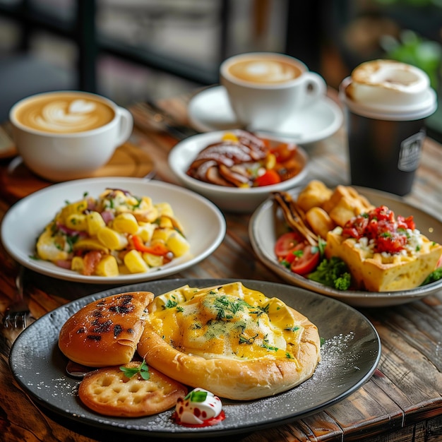 photography of breakfast dishes