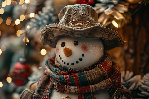 photography of christmas snowman